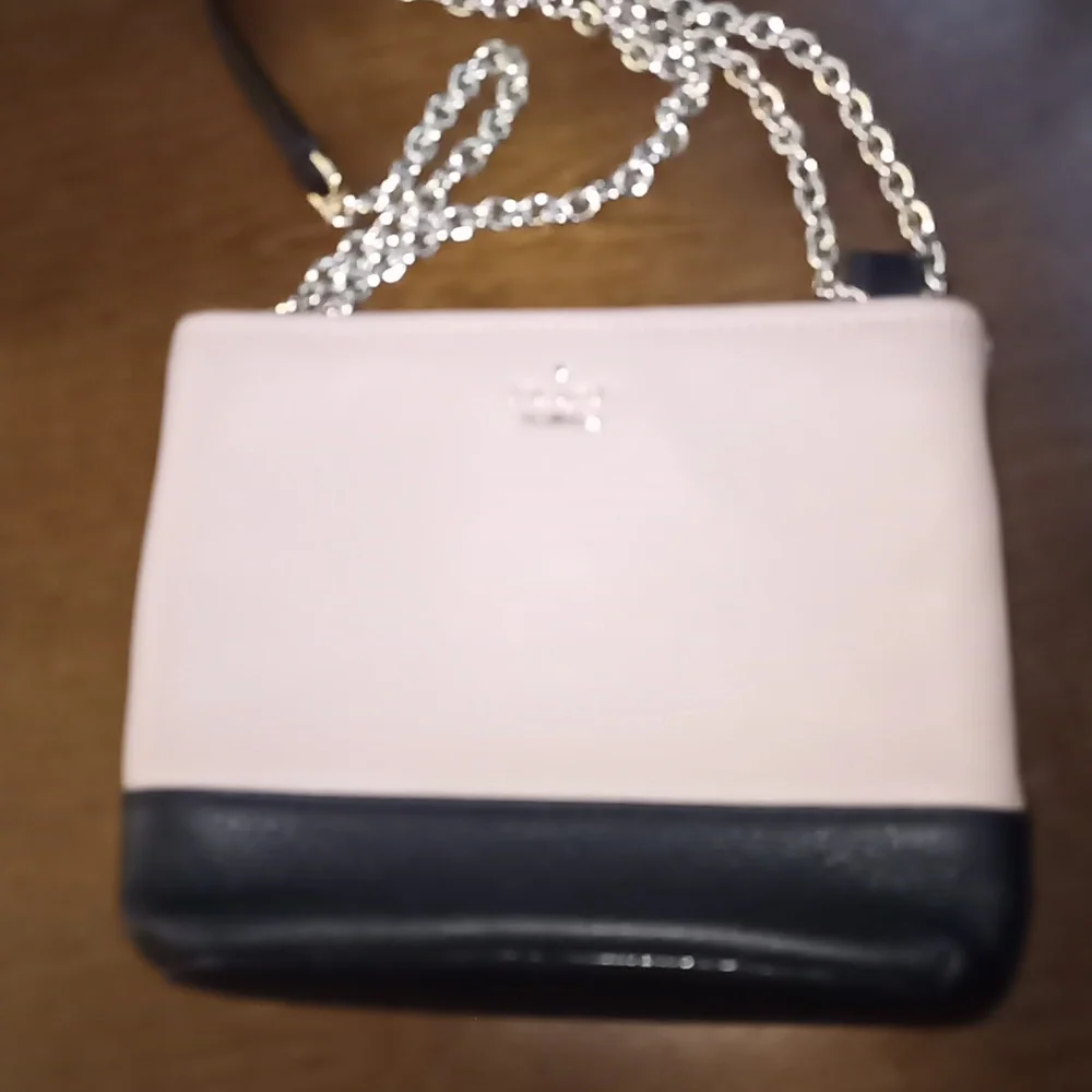 Kate Spade Jackson Street Ellery Crossbody Bag Gold Chain Leather Black Tan